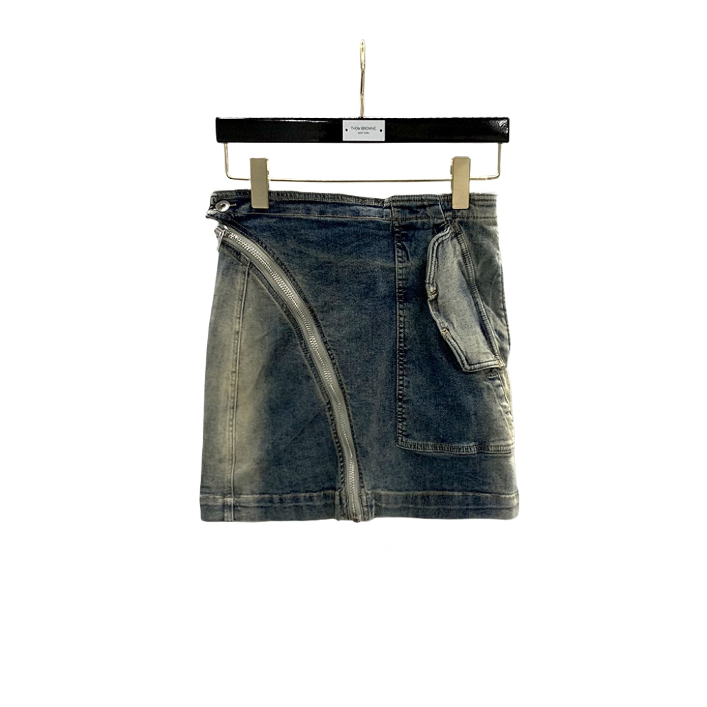 Rick Owens Dégradé denim mini skirt - FashionPlug