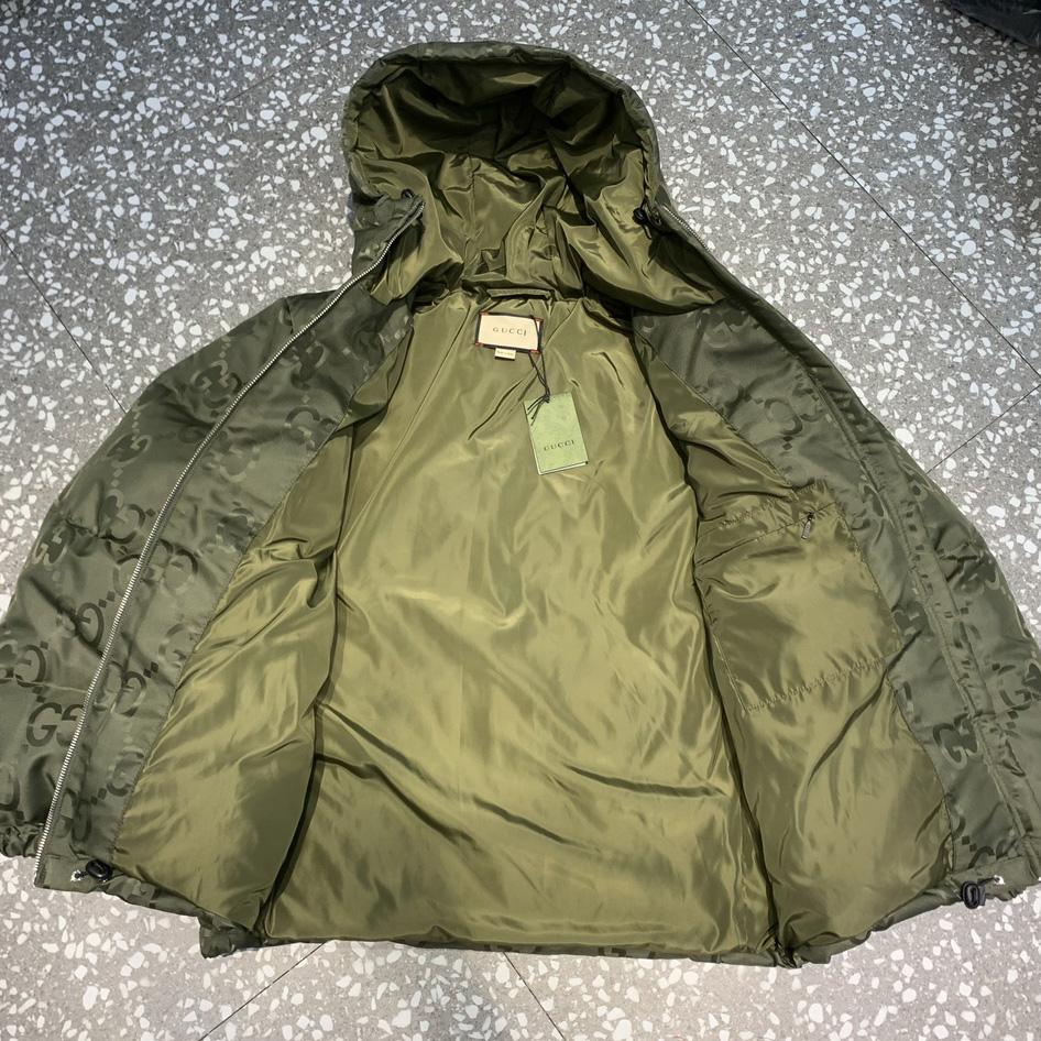 Gucci Jumbo GG Canvas Down Jacket - FashionPlug