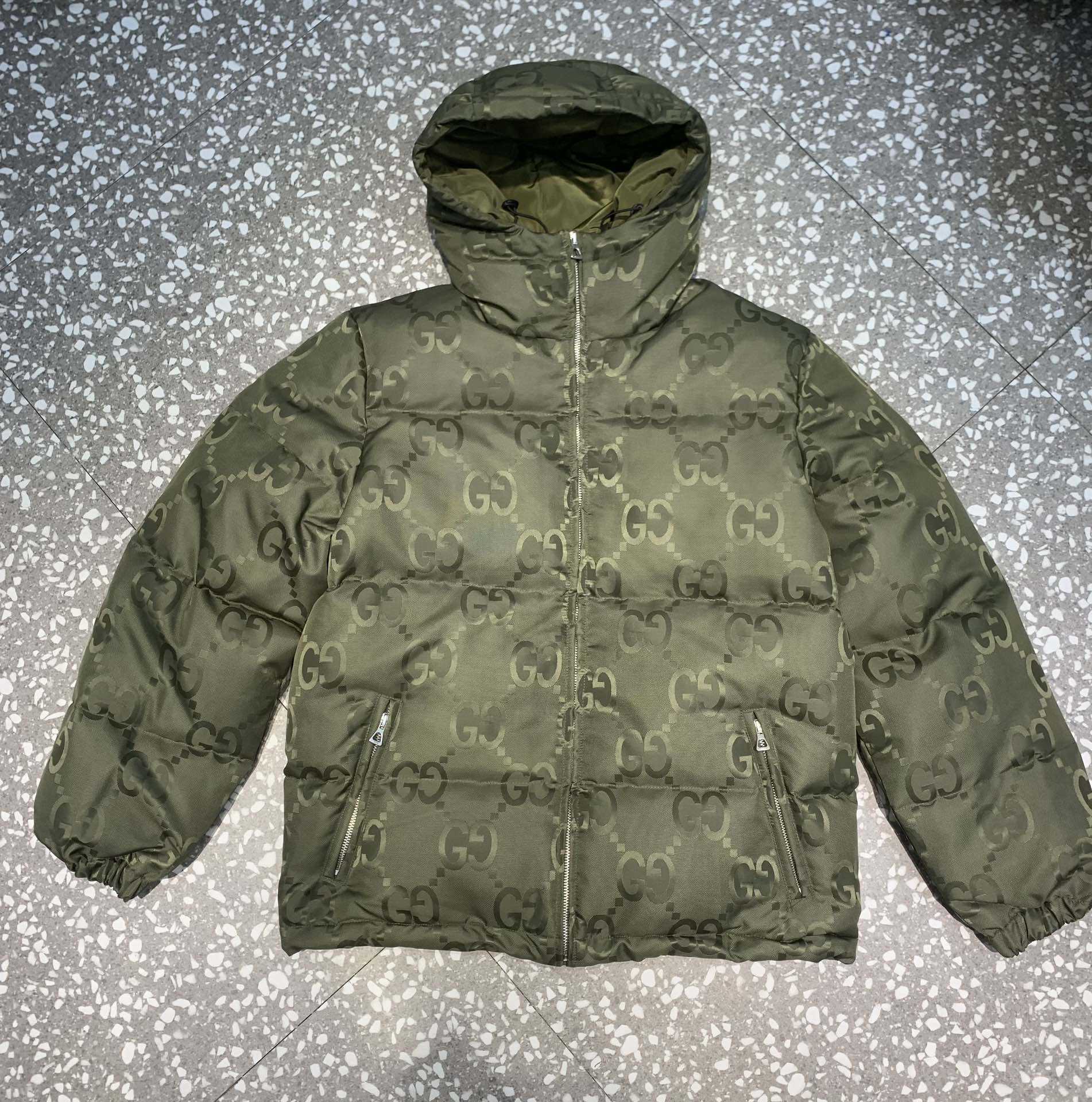 Gucci Jumbo GG Canvas Down Jacket - FashionPlug