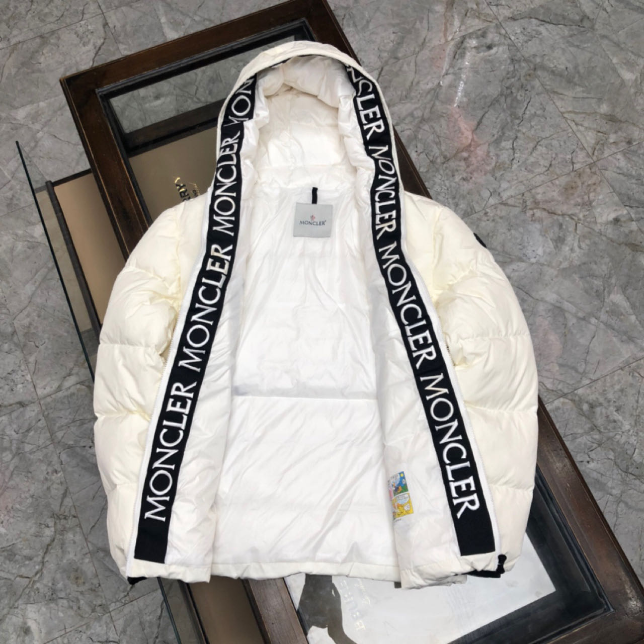 Moncler White Down Montcla Jacket - FashionPlug