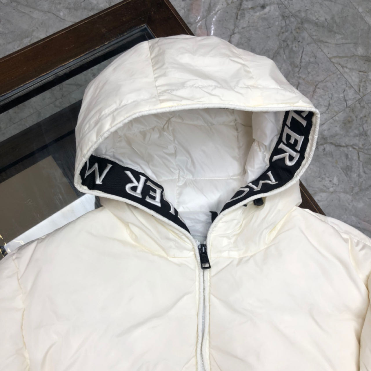 Moncler White Down Montcla Jacket - FashionPlug