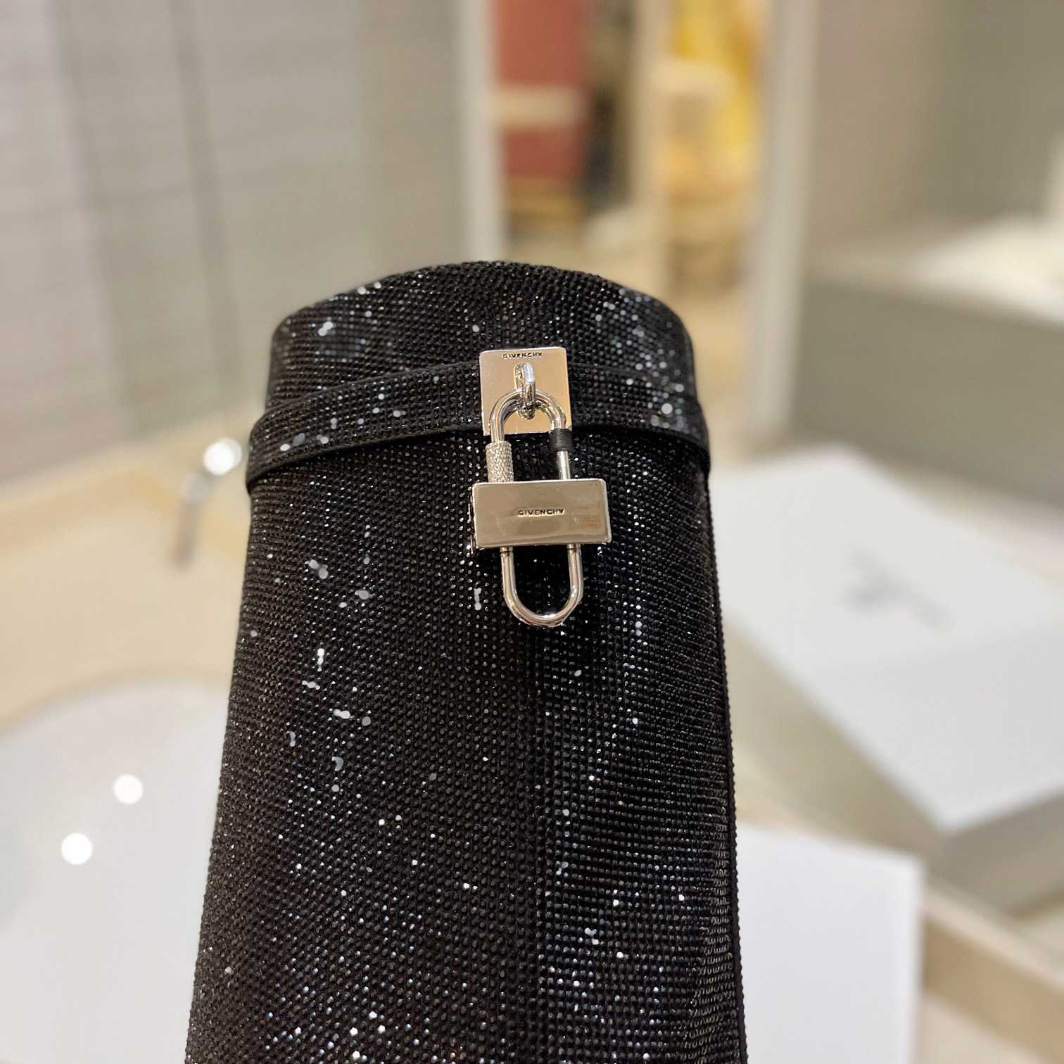 Givenchy Shark Lock Boots In Satin With Strass - FashionPlug