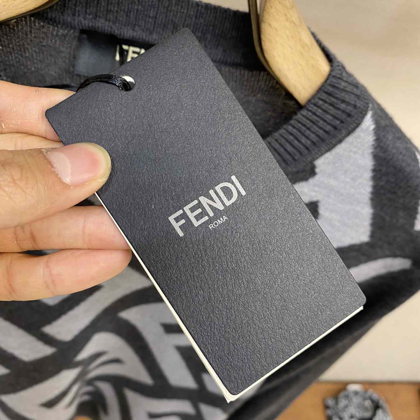 Fendi Gray Wool Sweater - FashionPlug