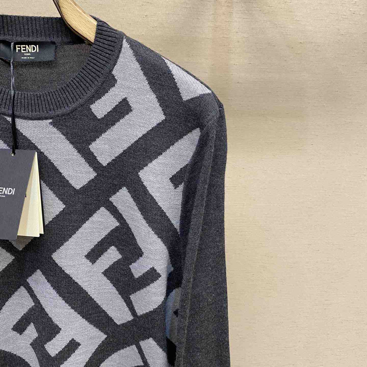 Fendi Gray Wool Sweater - FashionPlug