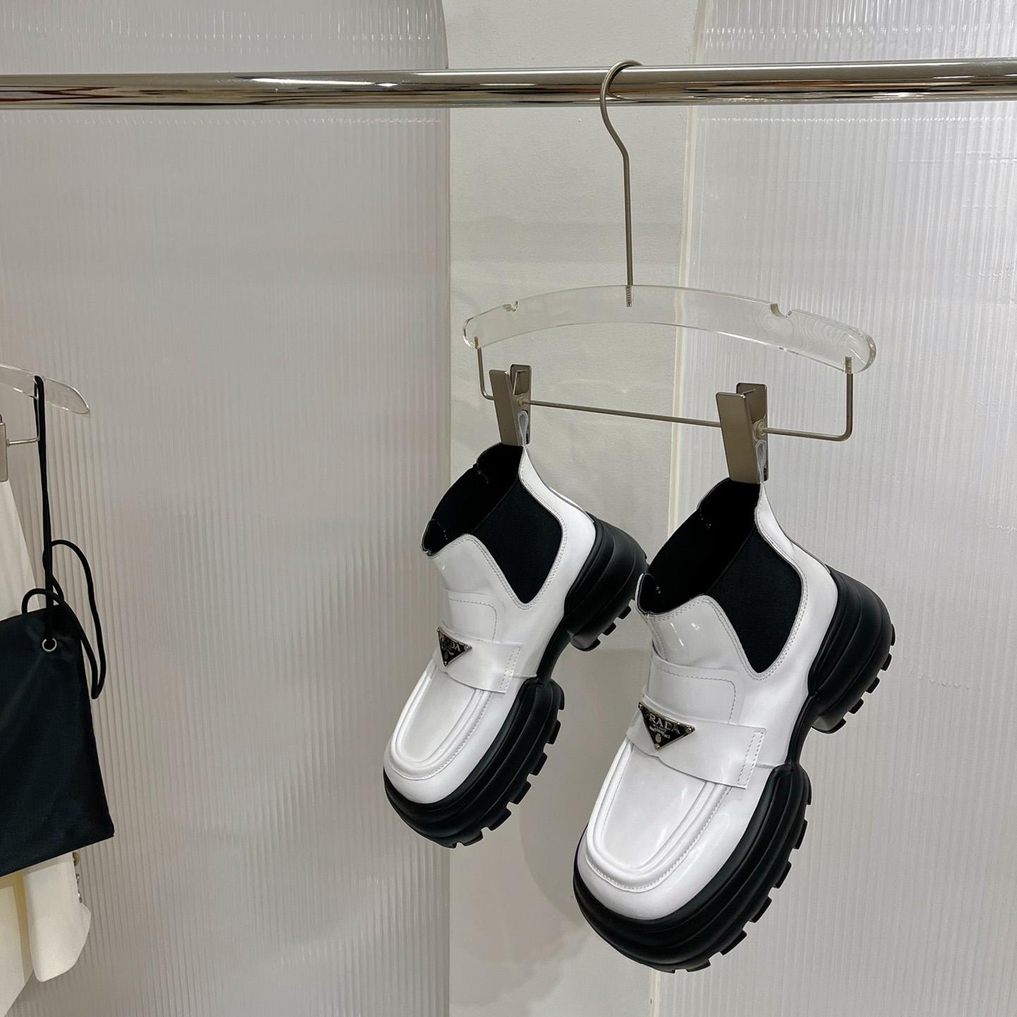 Prada Monolith Brushed Leather Flatform Loafers - FashionPlug