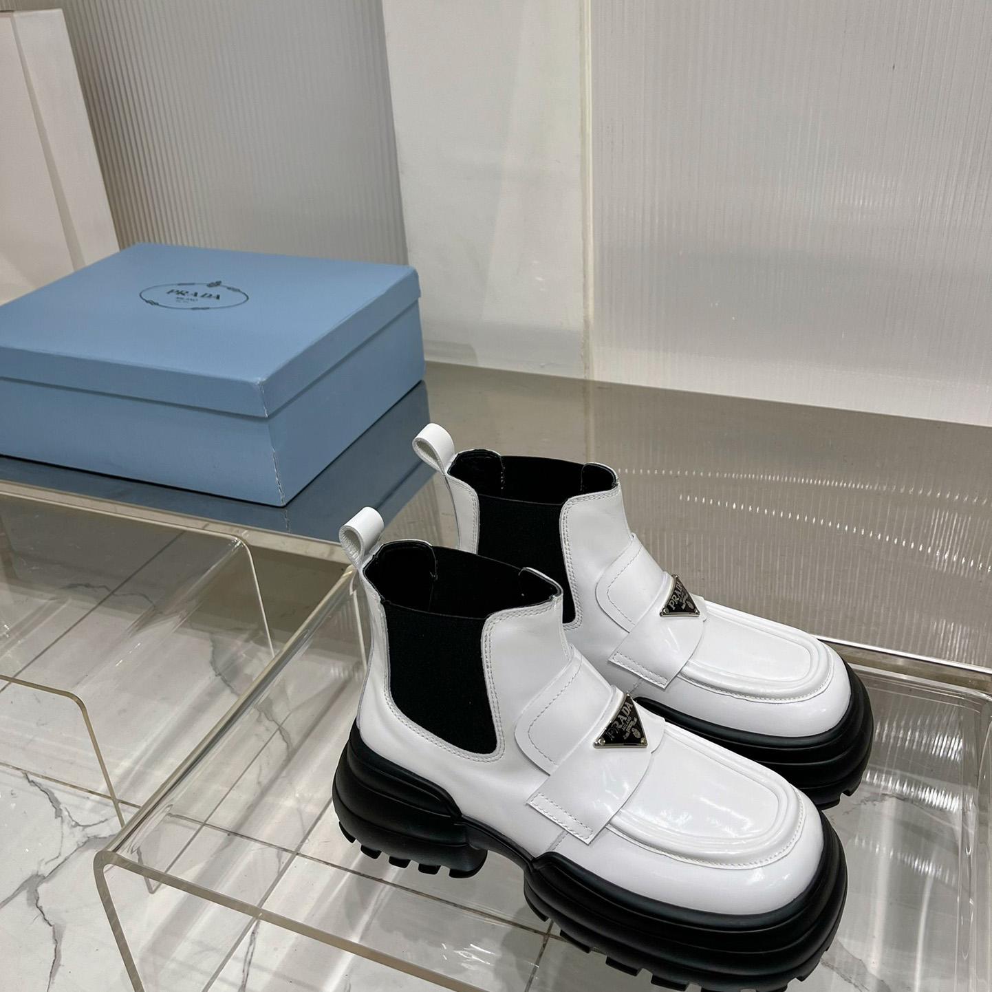 Prada Monolith Brushed Leather Flatform Loafers - FashionPlug