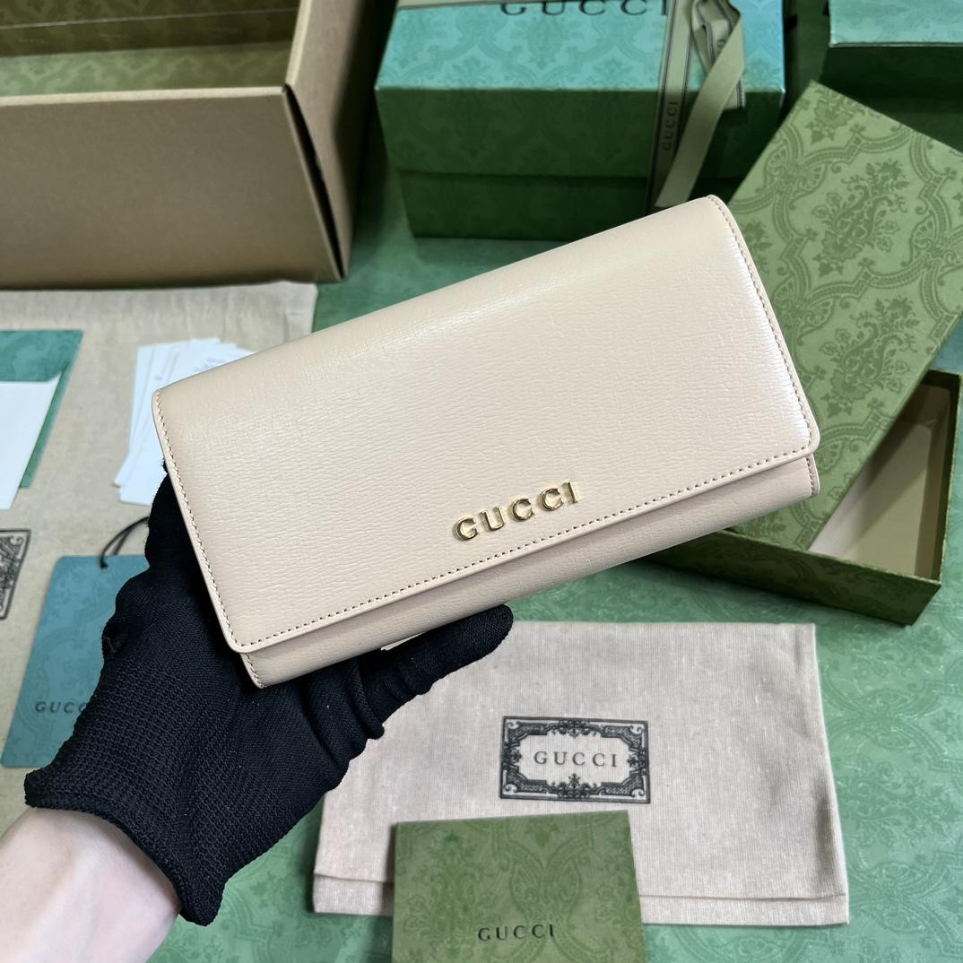 Gucci Continental Wallet With Gucci Script - FashionPlug