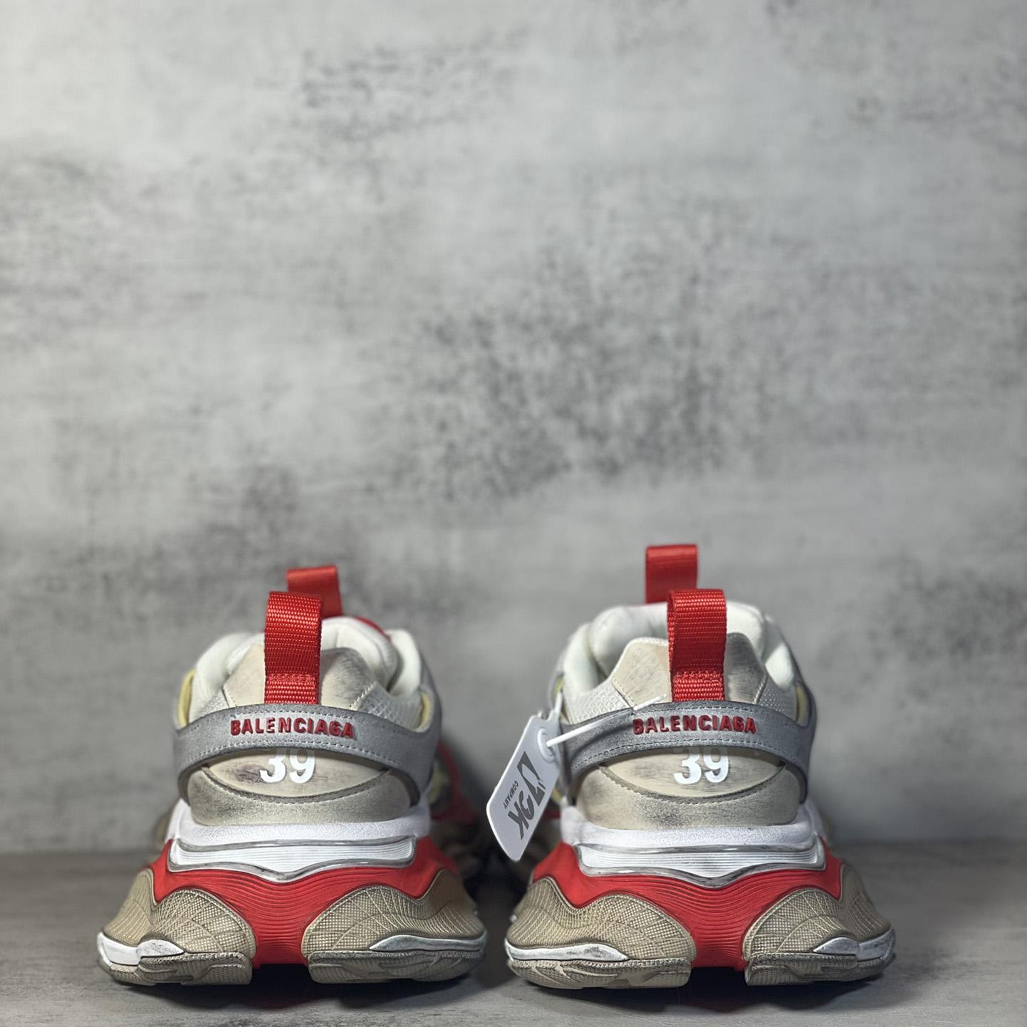 Balenciaga Cargo Sneaker In Beige, Grey And Red - FashionPlug