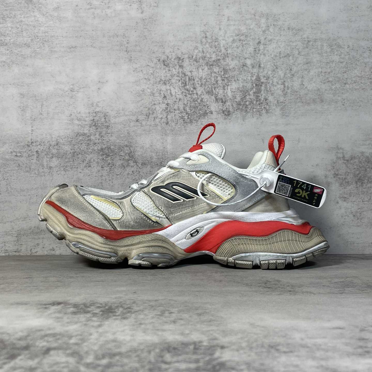 Balenciaga Cargo Sneaker In Beige, Grey And Red - FashionPlug