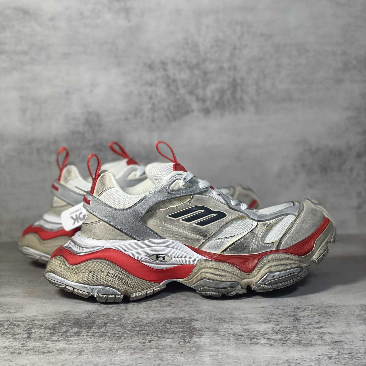 Balenciaga Cargo Sneaker In Beige, Grey And Red - FashionPlug