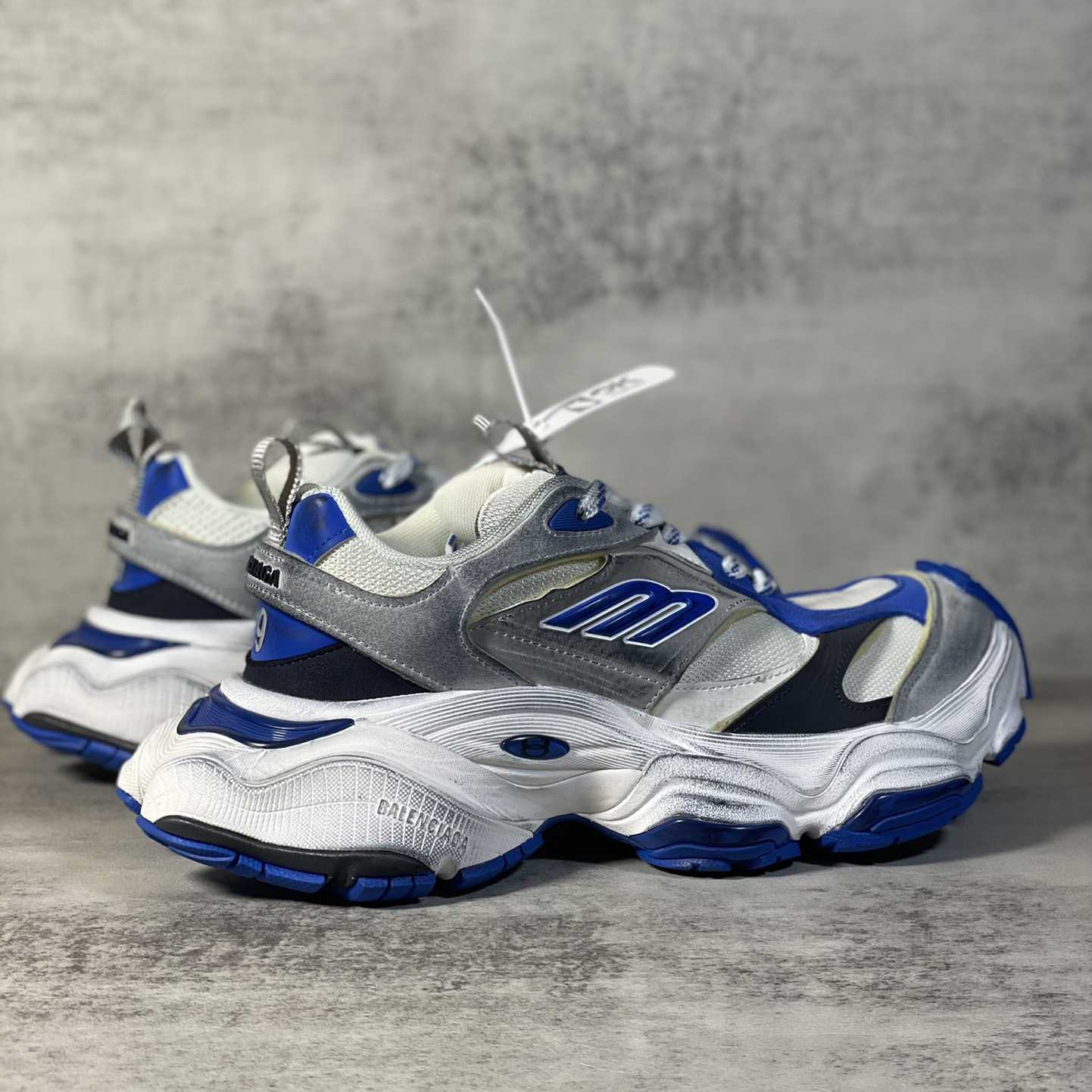Balenciaga Cargo Sneaker In Grey,White And Blue  - FashionPlug