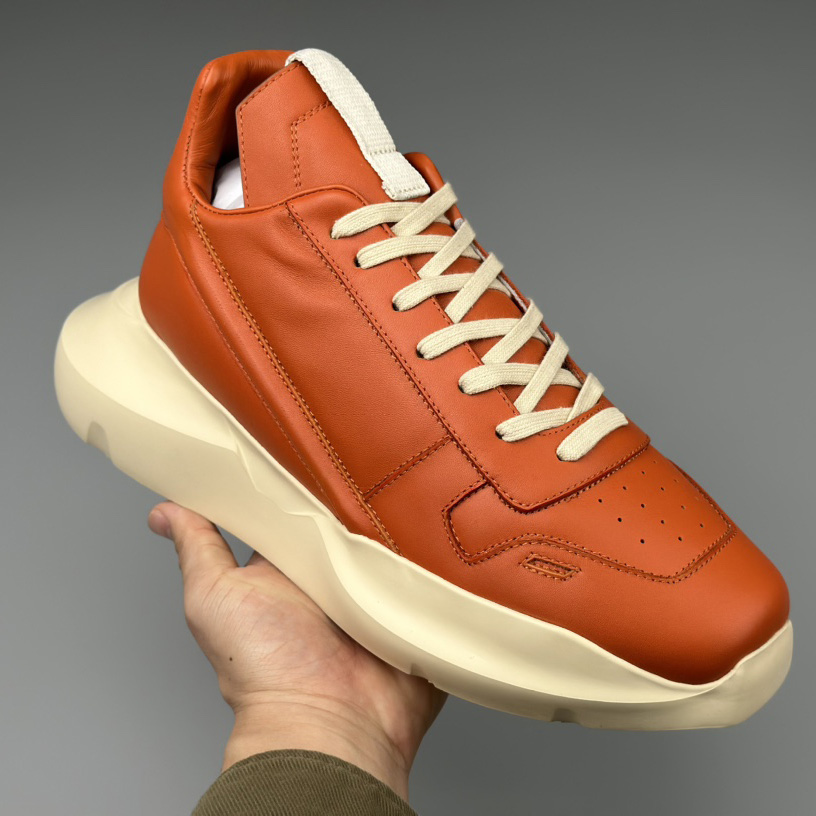 Rick Owens Geth Leather Sneakers - FashionPlug