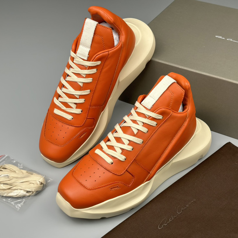 Rick Owens Geth Leather Sneakers - FashionPlug
