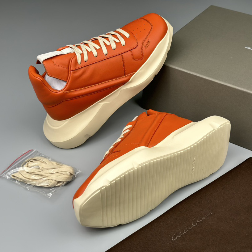 Rick Owens Geth Leather Sneakers - FashionPlug