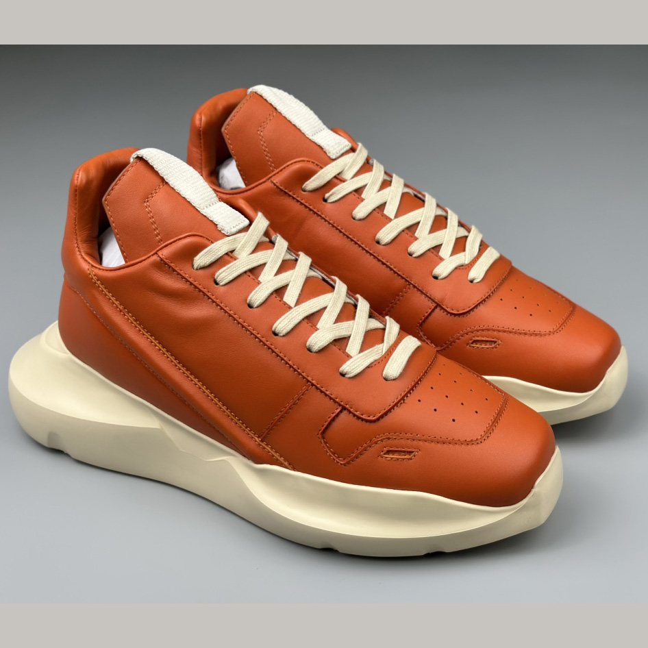 Rick Owens Geth Leather Sneakers - FashionPlug
