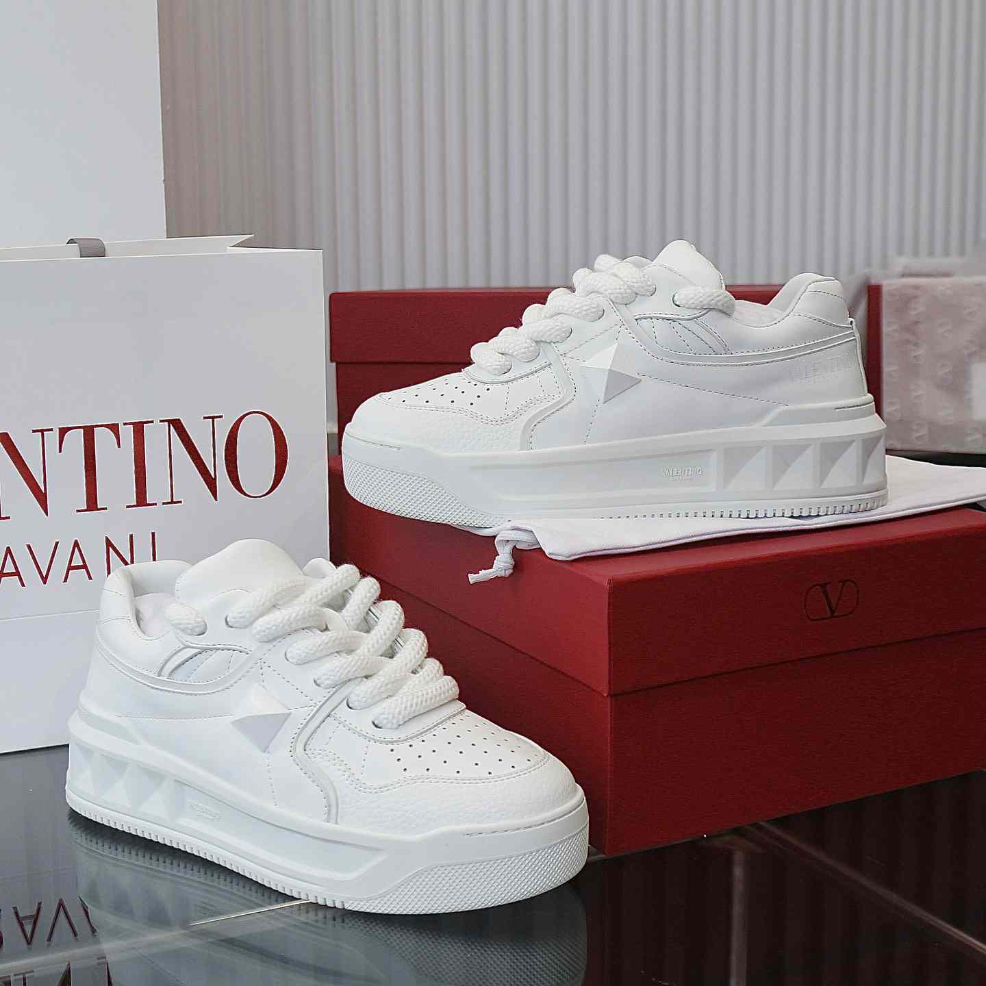 Valenti Garavani One Stud Jacquard Sneakers - FashionPlug