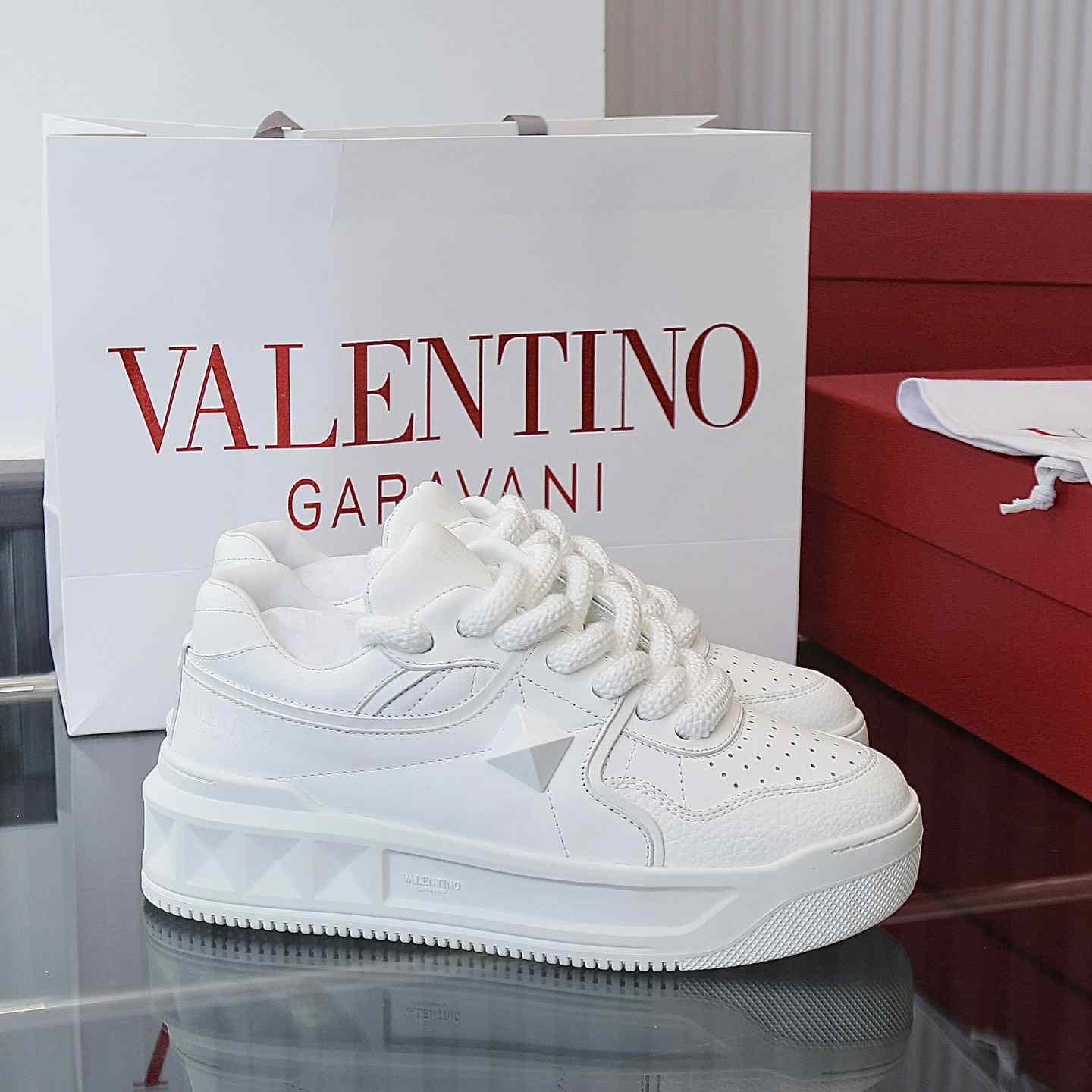 Valenti Garavani One Stud Jacquard Sneakers - FashionPlug