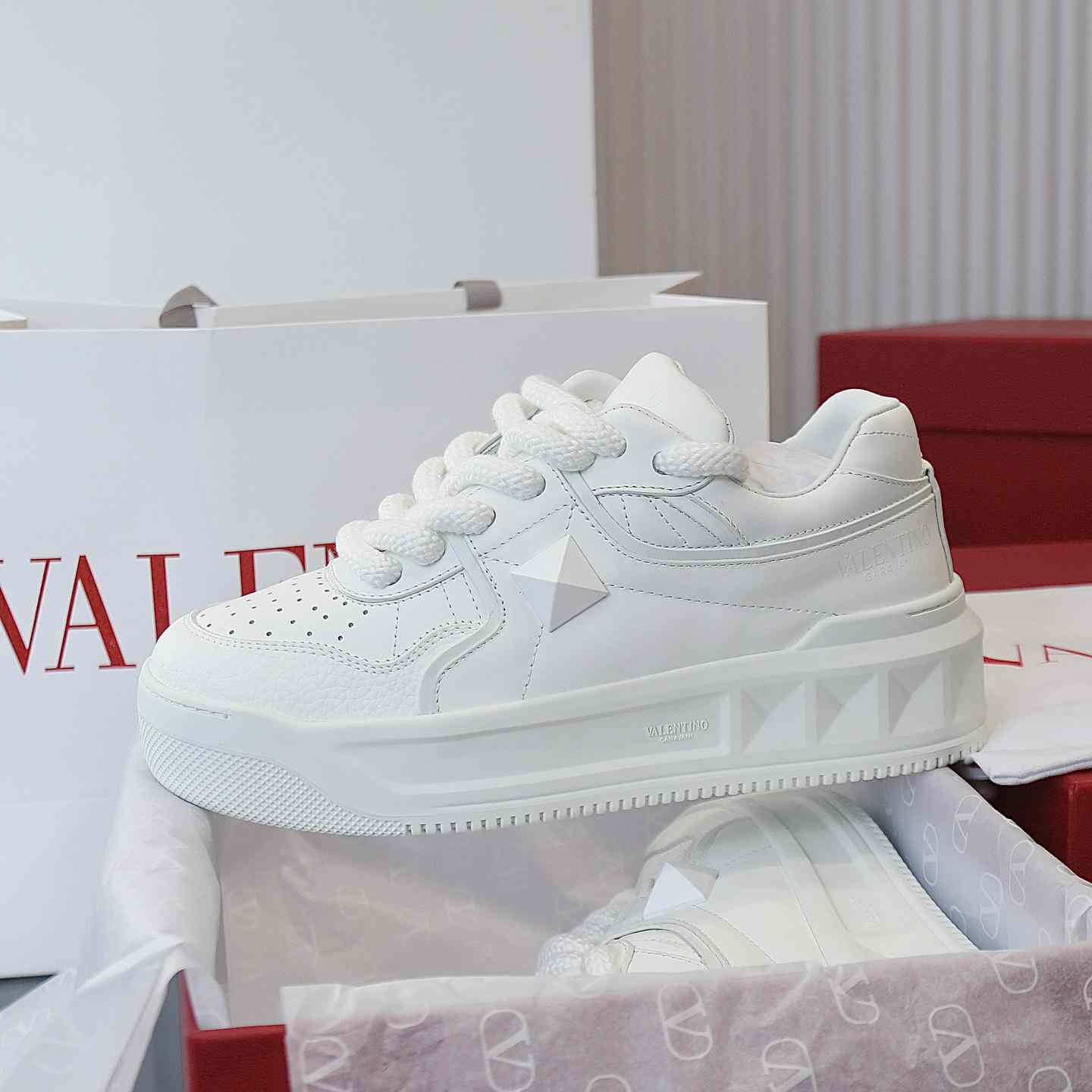 Valenti Garavani One Stud Jacquard Sneakers - FashionPlug