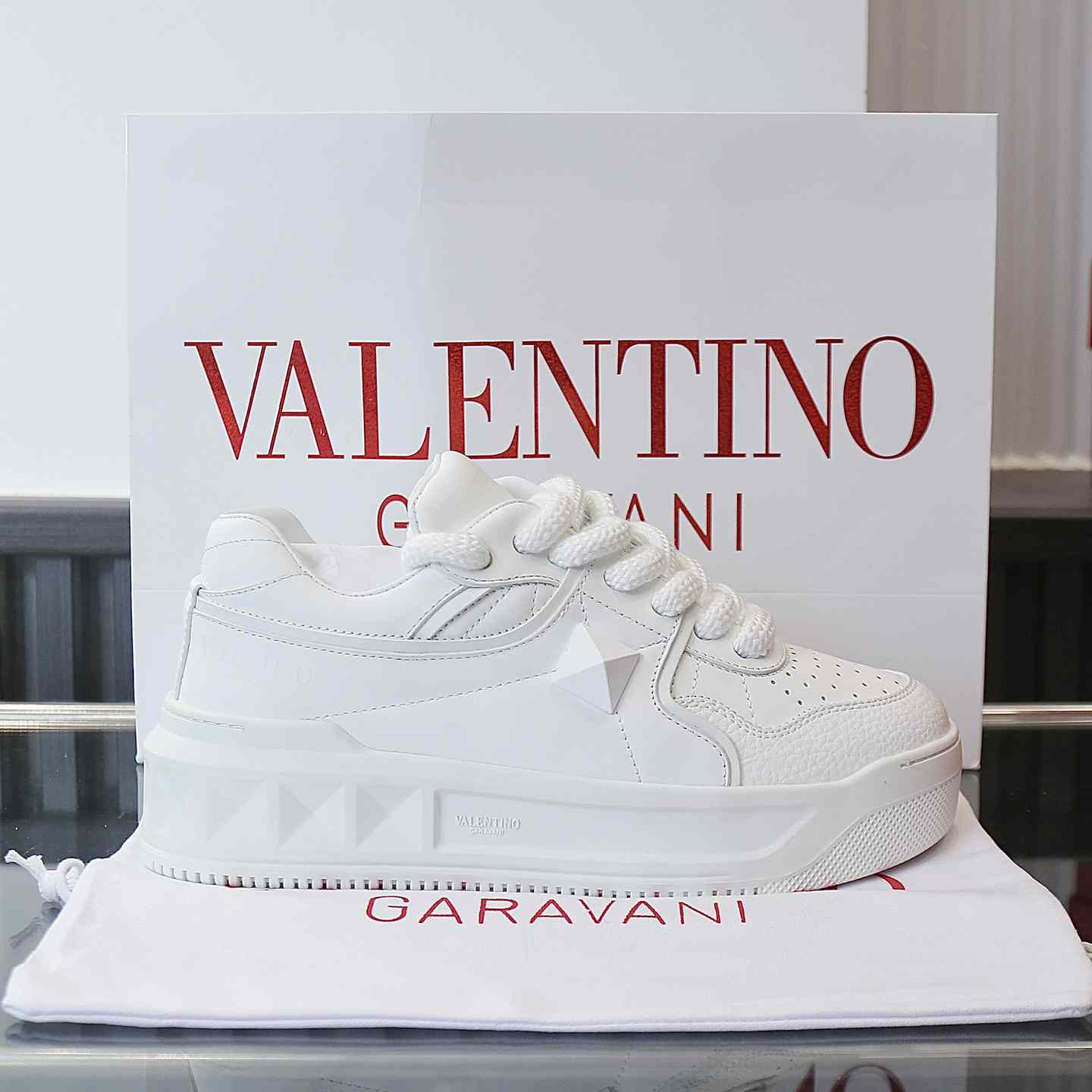Valenti Garavani One Stud Jacquard Sneakers - FashionPlug