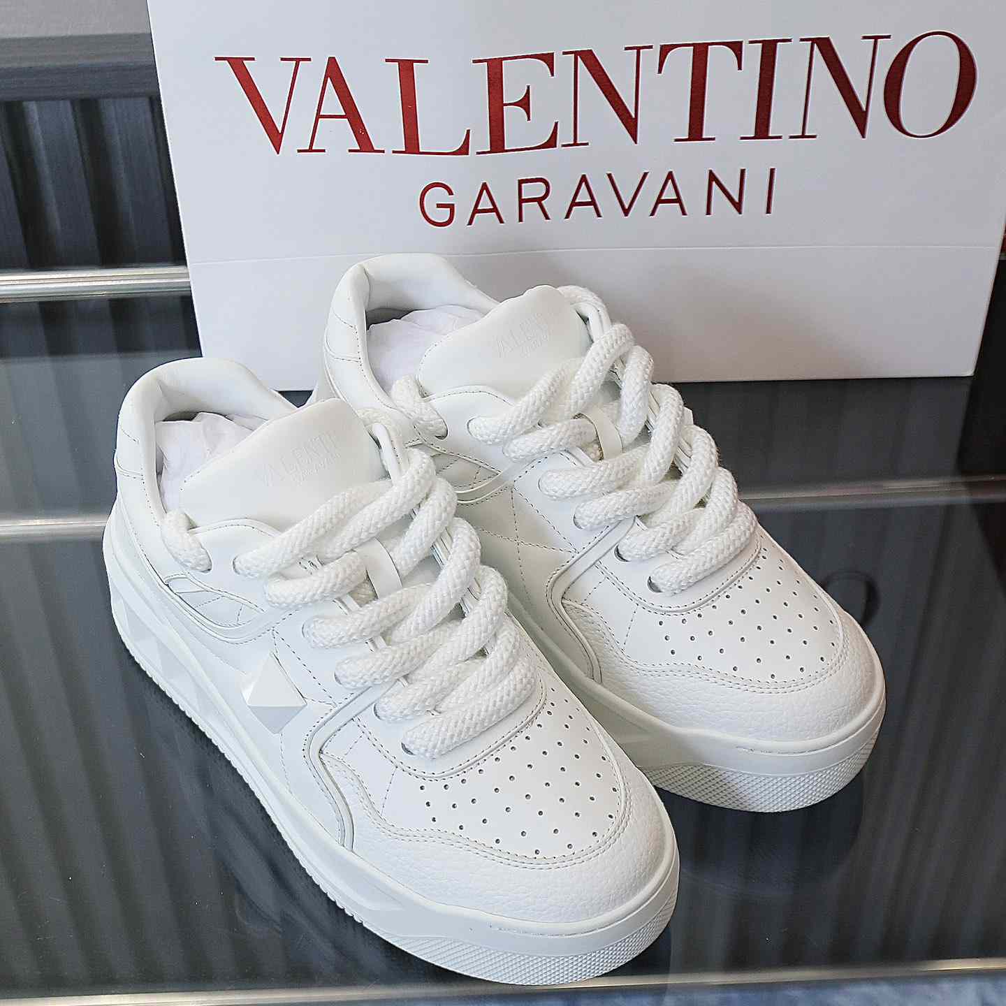 Valenti Garavani One Stud Jacquard Sneakers - FashionPlug