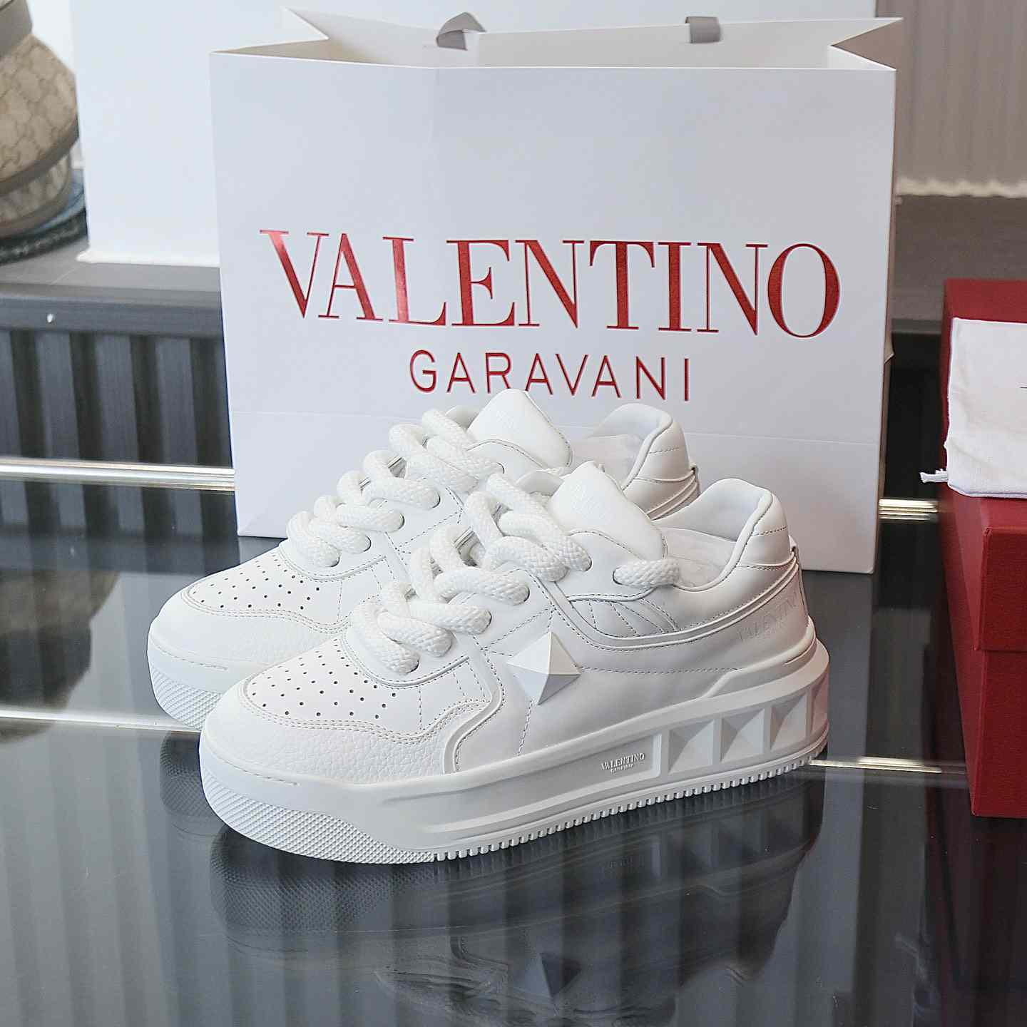 Valenti Garavani One Stud Jacquard Sneakers - FashionPlug