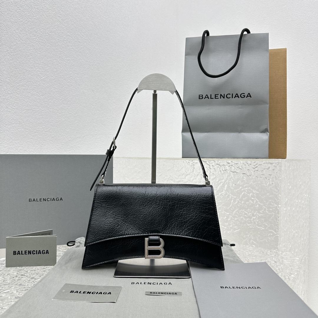 Balenciaga Women's Crush Small Sling Bag In Black - FashionPlug