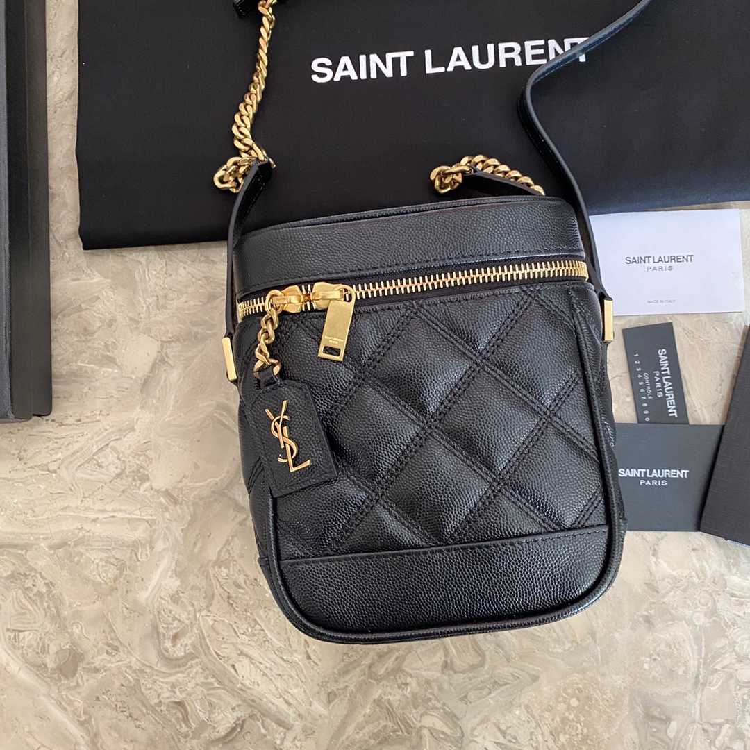 Saint Laurent Vanity Case Matelassé Leather Shoulder Bag (14.5x16.5x9cm) - FashionPlug