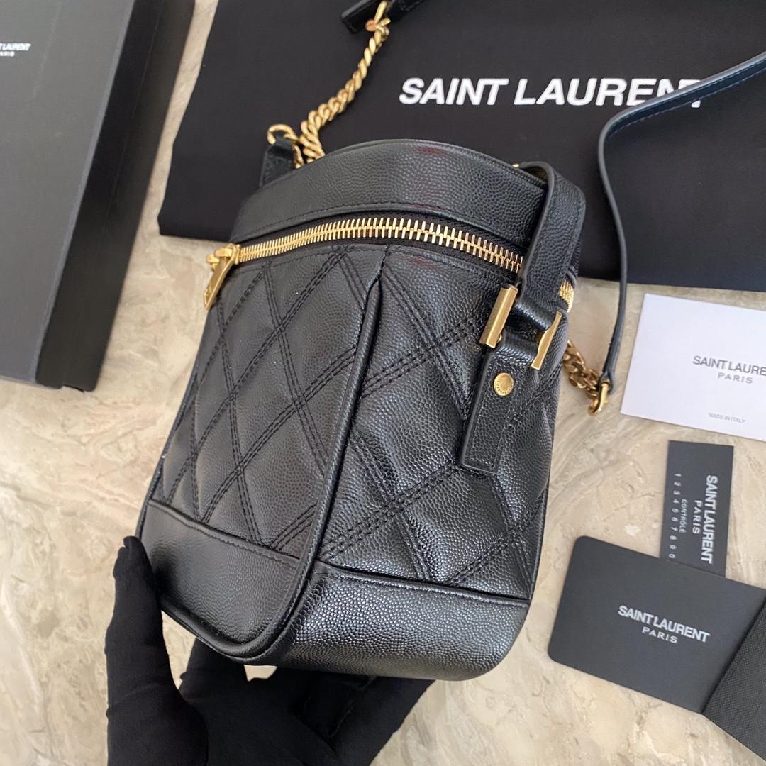Saint Laurent Vanity Case Matelassé Leather Shoulder Bag (14.5x16.5x9cm) - FashionPlug