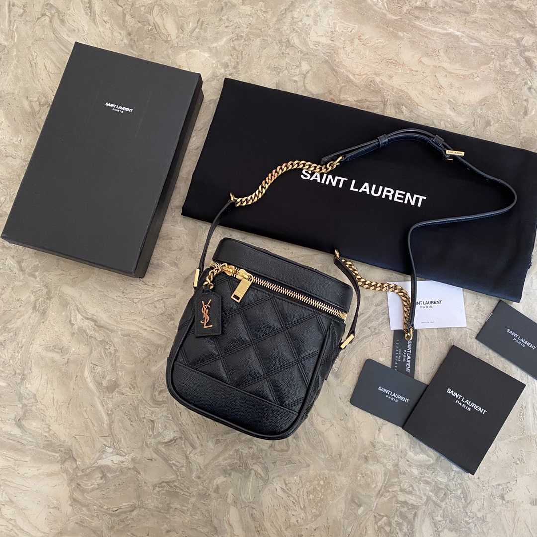 Saint Laurent Vanity Case Matelassé Leather Shoulder Bag (14.5x16.5x9cm) - FashionPlug
