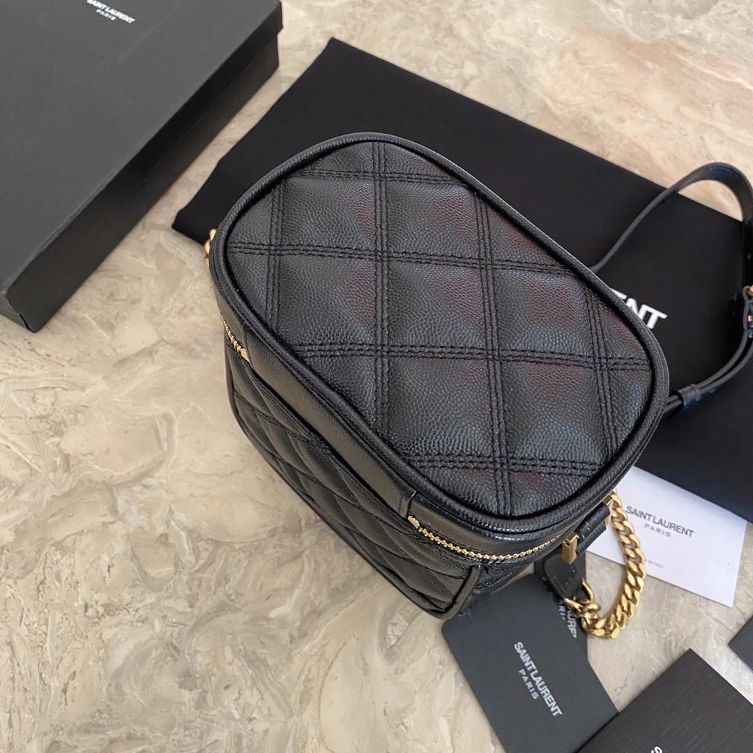 Saint Laurent Vanity Case Matelassé Leather Shoulder Bag (14.5x16.5x9cm) - FashionPlug