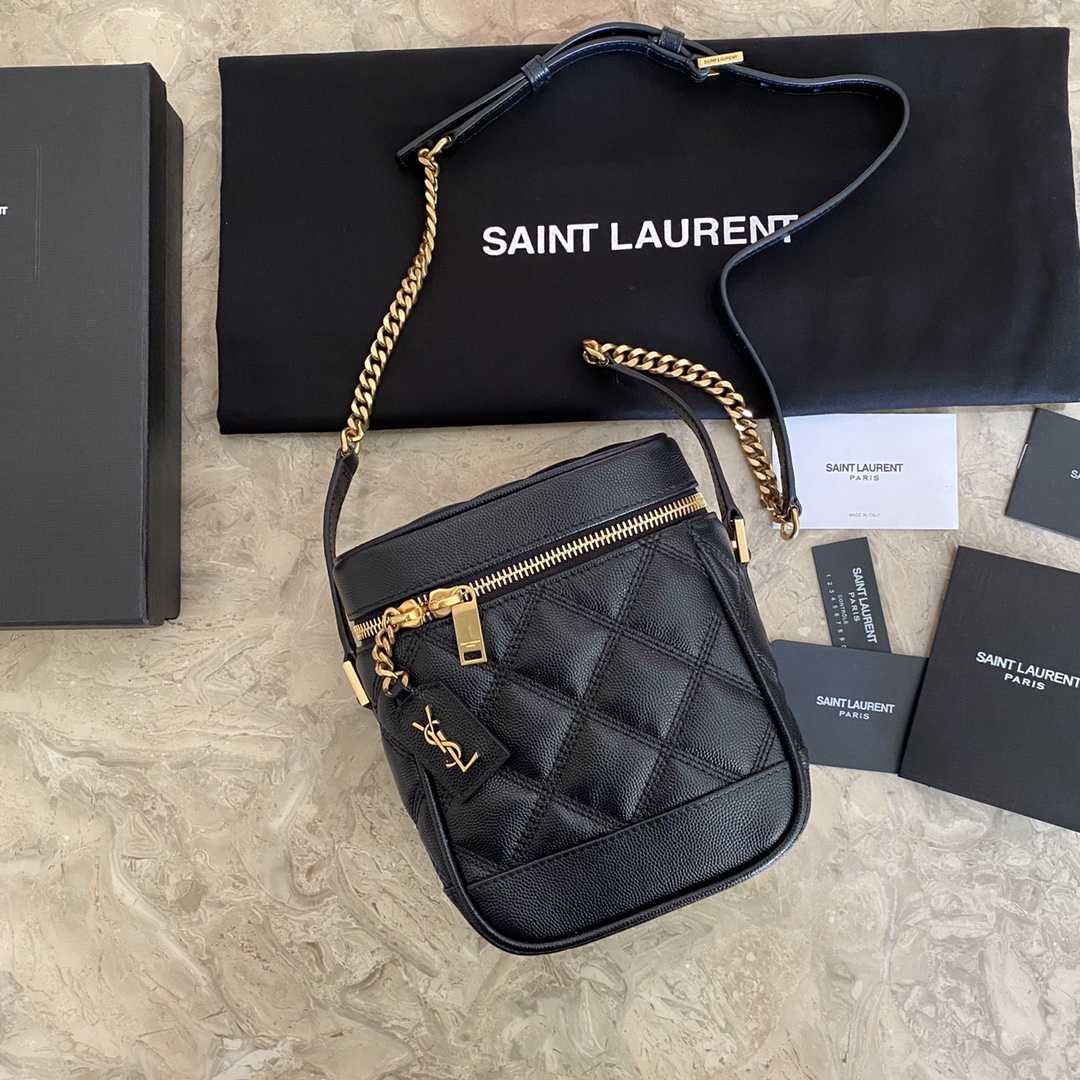 Saint Laurent Vanity Case Matelassé Leather Shoulder Bag (14.5x16.5x9cm) - FashionPlug