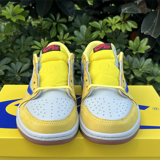 Travis Scott x Air Jordan 1 Low Canary Sneaker      DZ4137-700 - FashionPlug