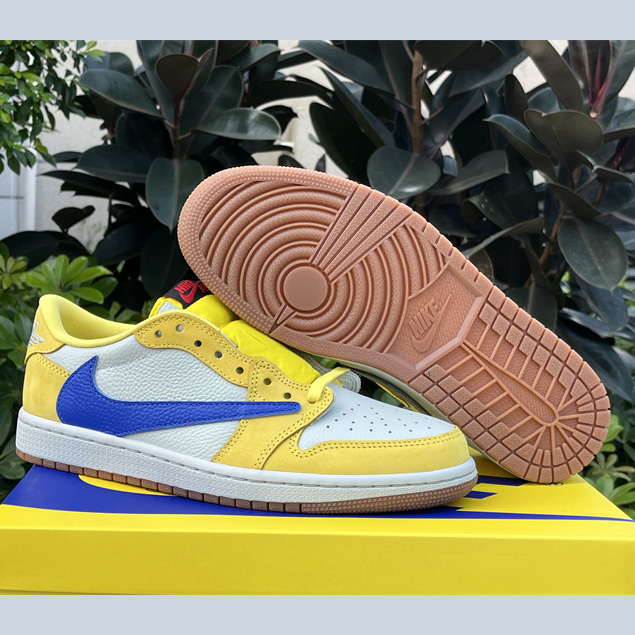 Travis Scott x Air Jordan 1 Low Canary Sneaker      DZ4137-700 - FashionPlug