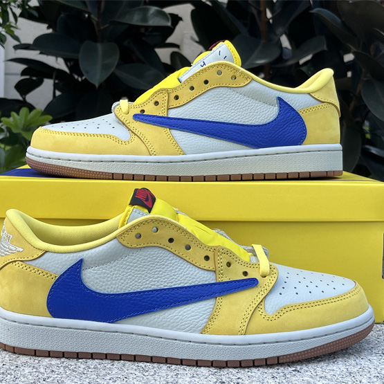 Travis Scott x Air Jordan 1 Low Canary Sneaker      DZ4137-700 - FashionPlug