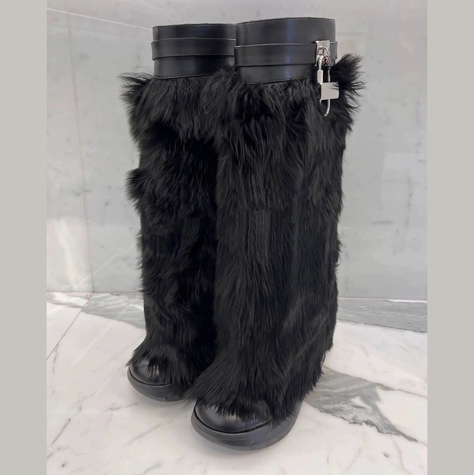 Givenchy Shark Lock Biker Boots In Alpaca - FashionPlug