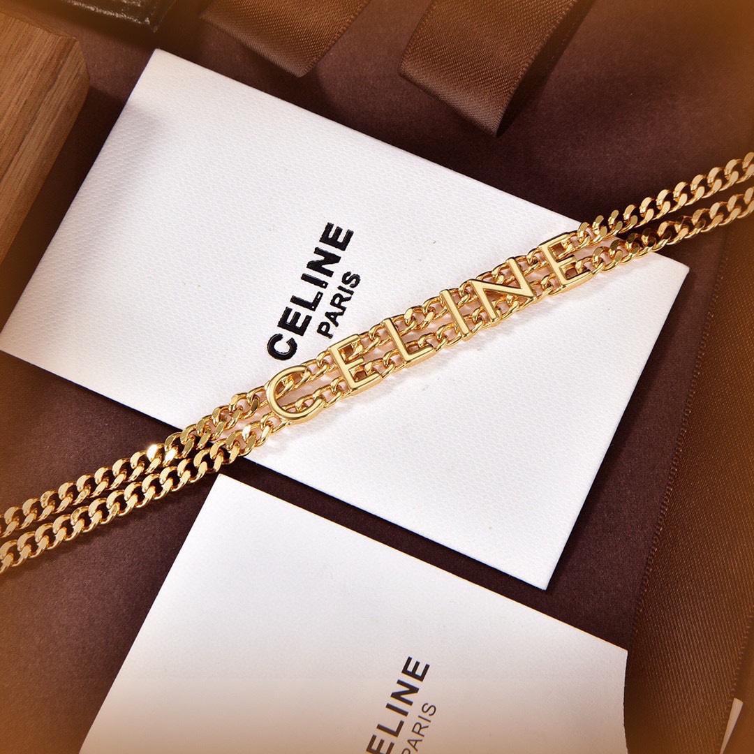 Celine Gourmette Necklace In Brass With Gold Finish Gold - FashionPlug
