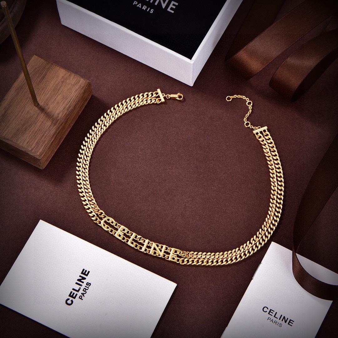 Celine Gourmette Necklace In Brass With Gold Finish Gold - FashionPlug