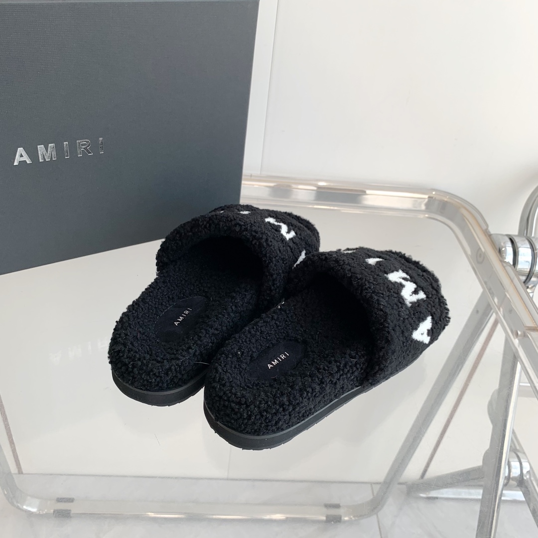 Amiri Logo-print Fleece Slippers - FashionPlug