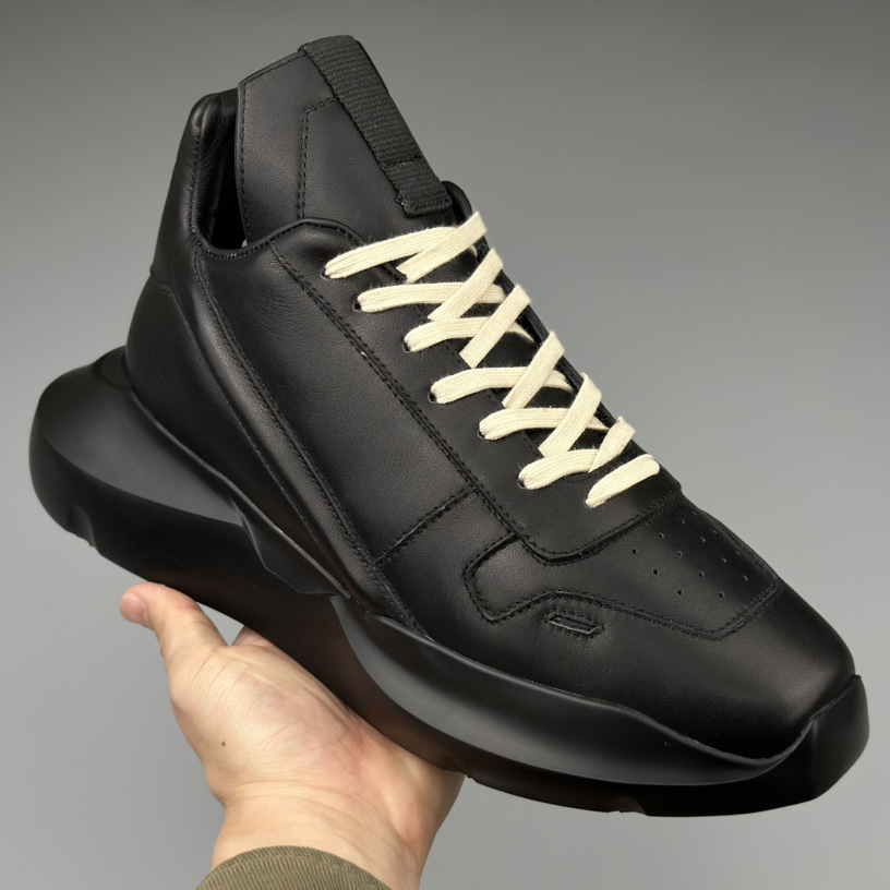 Rick Owens Geth Leather Sneakers - FashionPlug