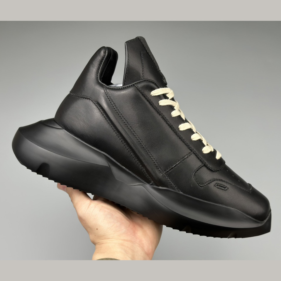 Rick Owens Geth Leather Sneakers - FashionPlug