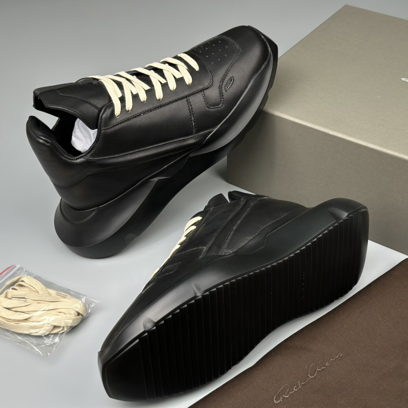 Rick Owens Geth Leather Sneakers - FashionPlug