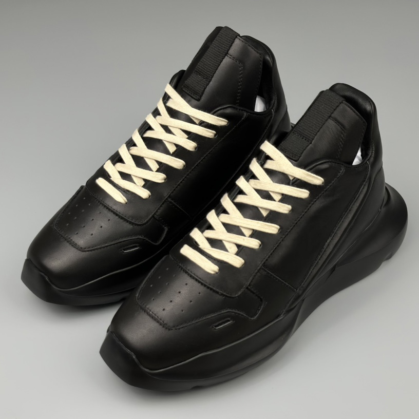 Rick Owens Geth Leather Sneakers - FashionPlug