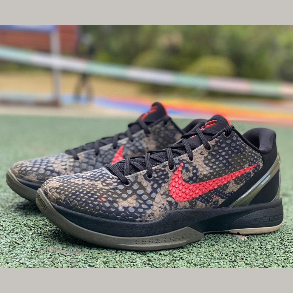 Nike Zoom Kobe 6 Italian Camo Crimson Black Sneakers      - FashionPlug