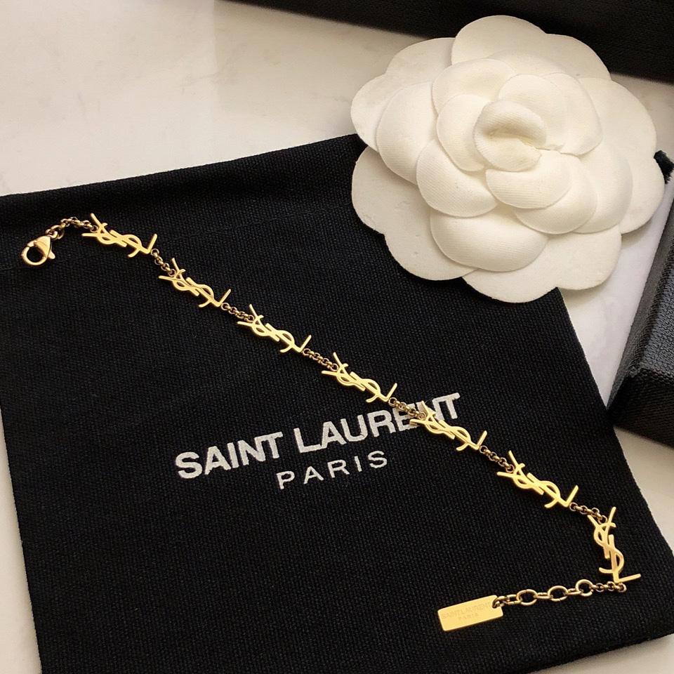 Saint Laurent Cassandre Multi-charm Bracelet In Metal - FashionPlug