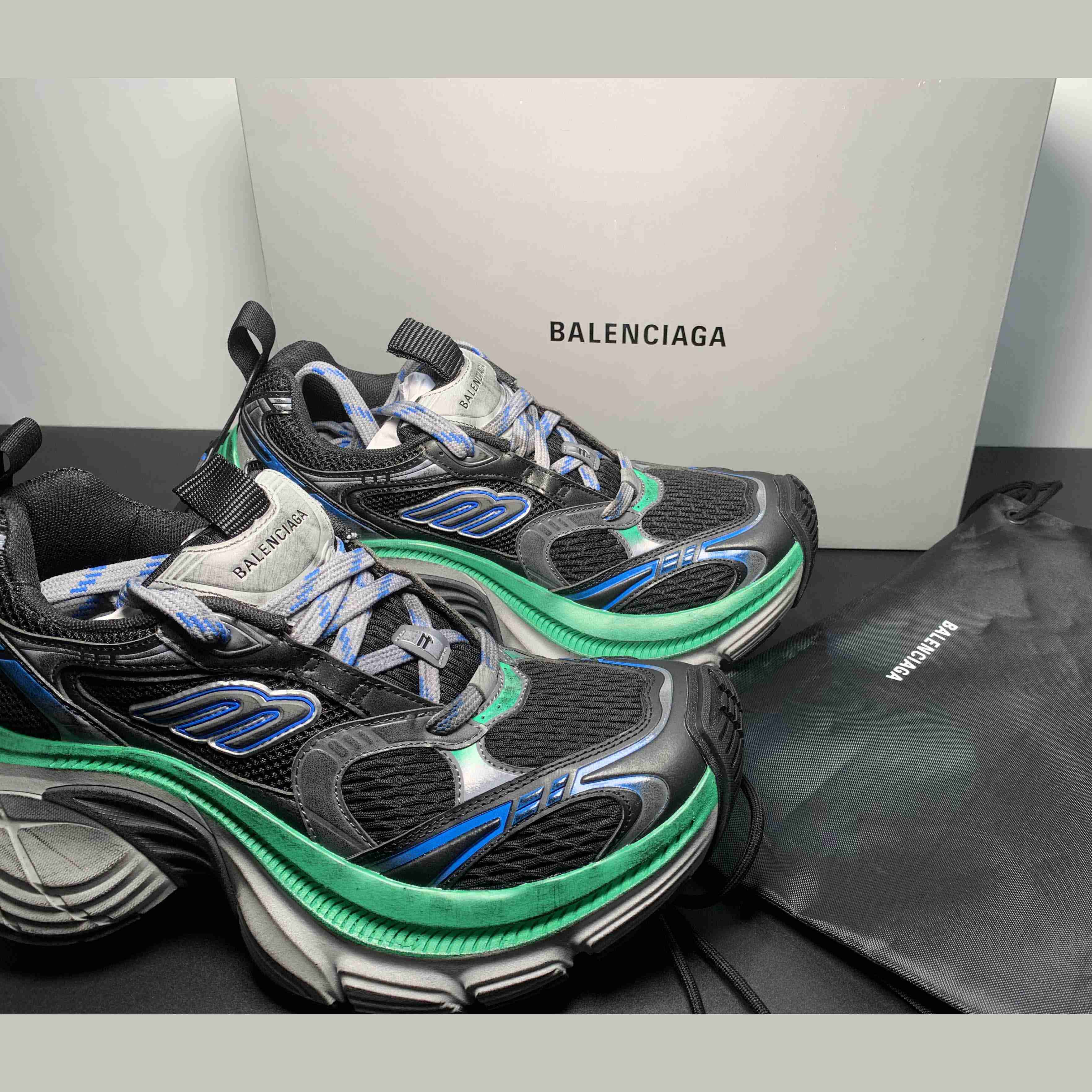 Balenciaga 10XL Sneaker in Black/Grey/Blue/Green - FashionPlug