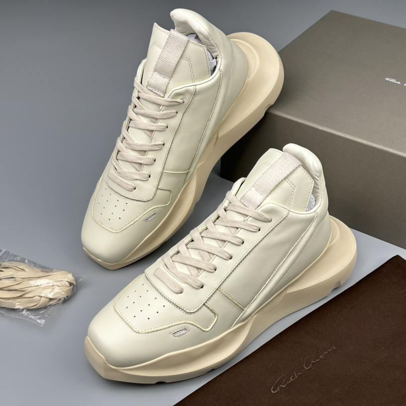 Rick Owens Geth Leather Sneakers - FashionPlug