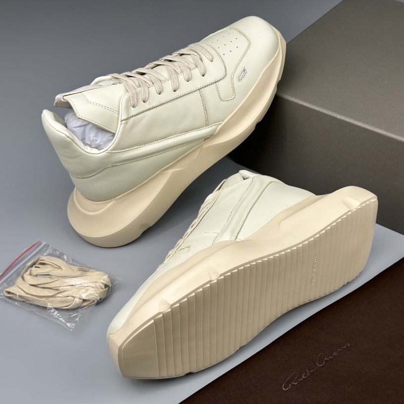 Rick Owens Geth Leather Sneakers - FashionPlug