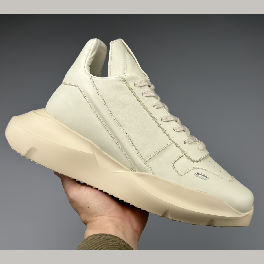 Rick Owens Geth Leather Sneakers - FashionPlug