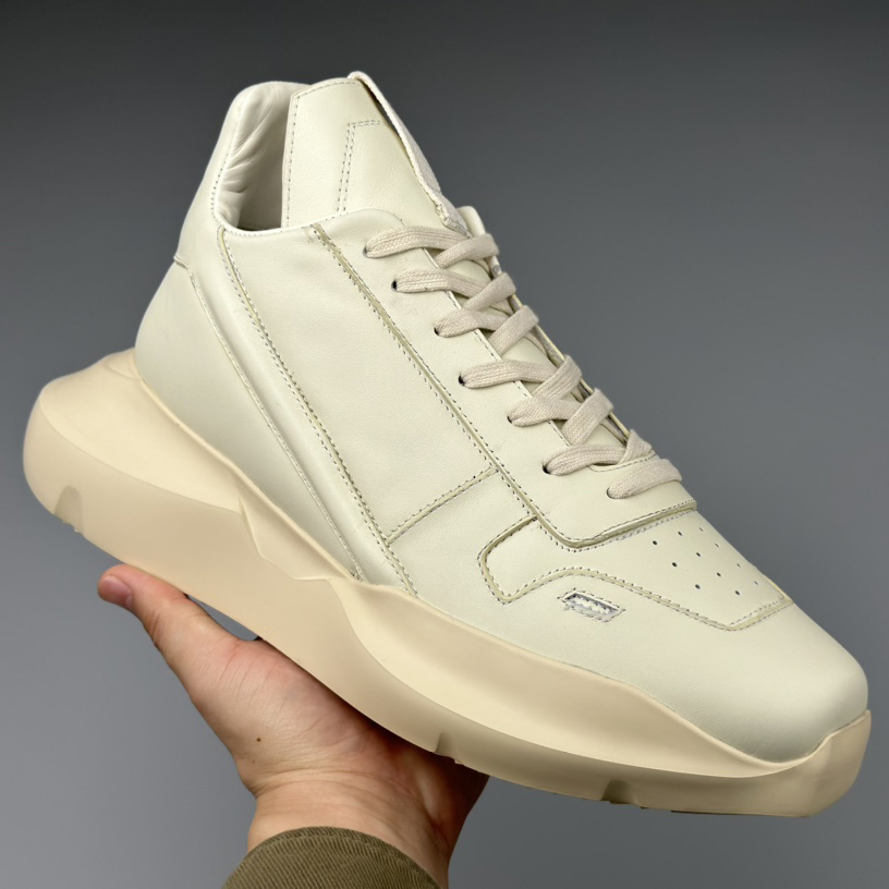 Rick Owens Geth Leather Sneakers - FashionPlug