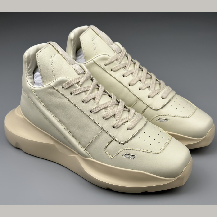 Rick Owens Geth Leather Sneakers - FashionPlug